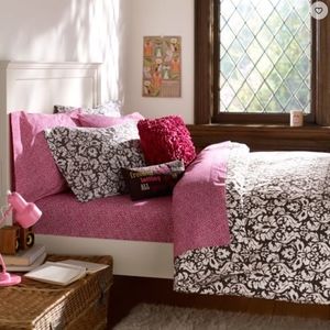 NWT Pottery Barn Twin Duvet Damask Coffee Cotton